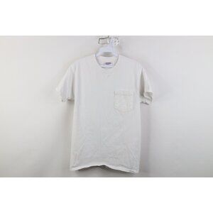 Vintage 90s Y2K Hanes Heavyweight Mens Small Blank Cotton Pocket T-Shirt White